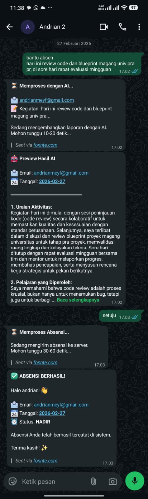 Bot Absen Kemnaker attendance automation console